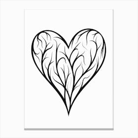 Minimalist Black & White Tree Branch Heart 3 Canvas Print