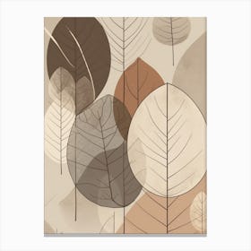 Leaf Pattern Beige Canvas Print