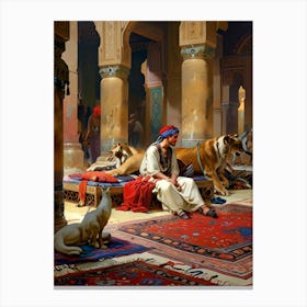 Man And His Dogs Canvas Print