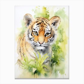Tiger Illustration Drawing Watercolour 2 Canvas Print