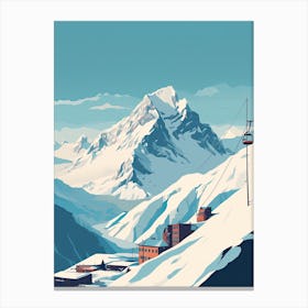 Portillo   Chile, Ski Resort Illustration 2 Simple Style Canvas Print