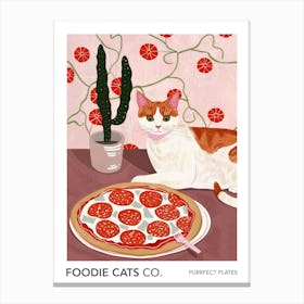 Foodie Cats Co Cat And Pepperoni Pizza 1 Canvas Print