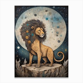Astral Card Zodiac Leo Old Paper Painting (20) Canvas Print