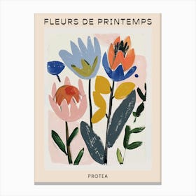 Spring Floral French Poster  Protea 1 Canvas Print