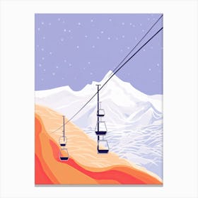 Verbier   Switzerland, Ski Resort Pastel Colours Illustration 0 Canvas Print