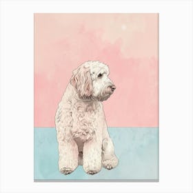 Pastel Lagotto Romagnolo Dog Pastel Line Illustration  3 Canvas Print