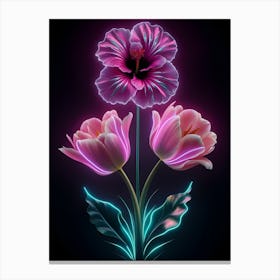 Neon Flowers Canvas Print