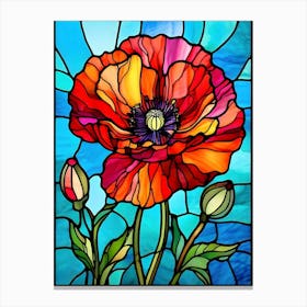 Stained Glass Poppy 1 Canvas Print