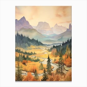 Autumn National Park Painting Yoho National Park British Columbia Canada 1 Canvas Print