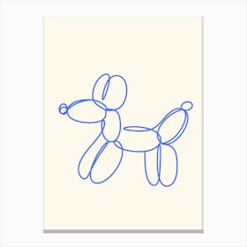 Contemporary Line Drawing Dog Blue  Canvas Print