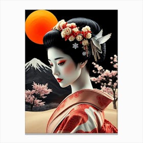 Geisha Outside - Color Illustration Canvas Print