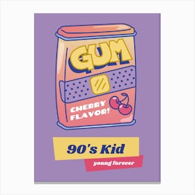 Gum Cherry Flavor - Retro Design Maker Featuring 90s Illustrations Canvas Print