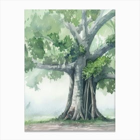 Banyan Tree Atmospheric Watercolour Painting 6 Canvas Print