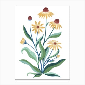 Wild Yellow Coneflower Botanical Painting Canvas Print