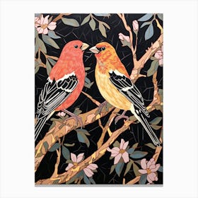 Art Nouveau Birds Poster American Goldfinch 1 Canvas Print