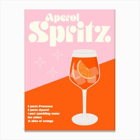 Retro Aperol Spritz Cocktail Canvas Print