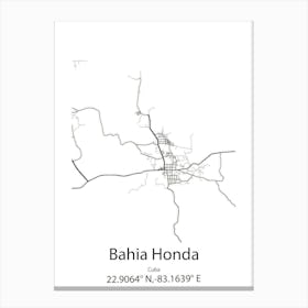 Bahia Honda,Cuba Minimalist Map Canvas Print