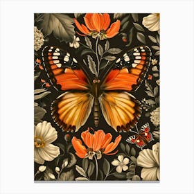 Butterfly In The Garden Inspired By William Morris 2 Canvas Print