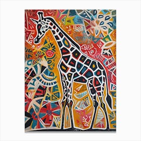 Colourful Giraffe With Patterns 5 Canvas Print