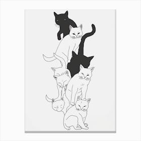 Stack Of Cat Line Drawing 2 Canvas Print