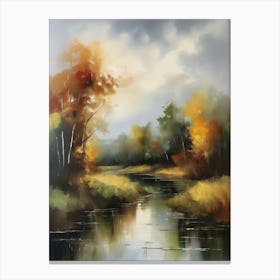 Autumn forest river.Printable Wall Art, Vintage Landscape, Farmhouse Wall Decorations, Vintage Landscape Oil Painting.12 Canvas Print