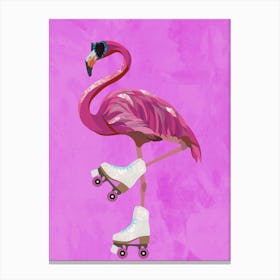 Flamingo Rollerblading Canvas Print