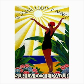 Sunbathing At French Riviera Canvas Print