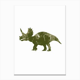 Khaki Green Triceratops 2 Canvas Print