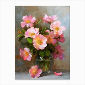 Pink Roses In Vase Canvas Print