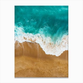 Greece, Seaside, beach and wave #4. Aerial view beach print. Sea foam Canvas Print