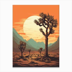  Retro Illustration Of A Joshua Trees At Dawn In Desert 1 Canvas Print