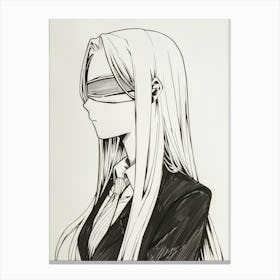 Blindfolded Anime Girl Canvas Print