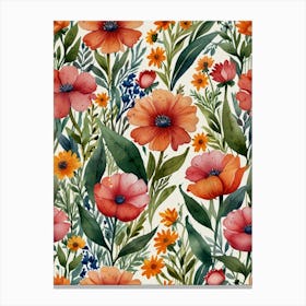 Watercolor Floral Pattern Canvas Print