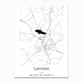 Lannion,France Minimalist Map Canvas Print