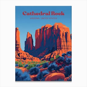 Cathedral Rock Arizona Colorful Art Illustration Stampe su tela