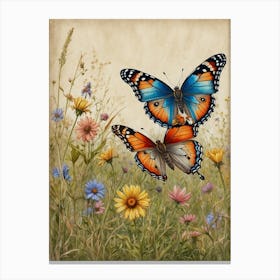 Two Butterflies In The Meadow Canvas Print