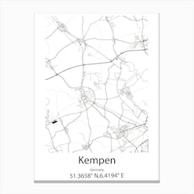 Kempen,Germany Minimalist Map Canvas Print