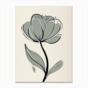 Line Art Tulips Flowers Illustration Neutral 13 Canvas Print