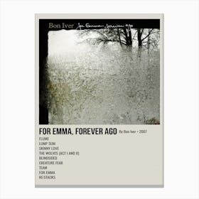 For Emma, Forever Ago By Bon Iver 2007 Poster 1 Canvas Print