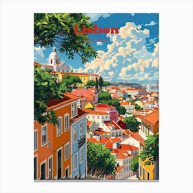 Lisbon Portugal Cityscape Art Illustration Canvas Print