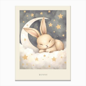 Sleeping Baby Bunny 2 Nursery Poster Canvas Print