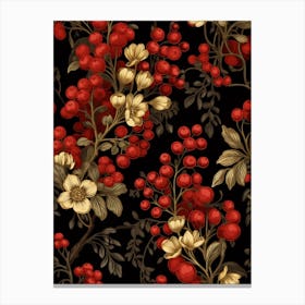 Winterberry 1 William Morris Style Winter Florals Canvas Print