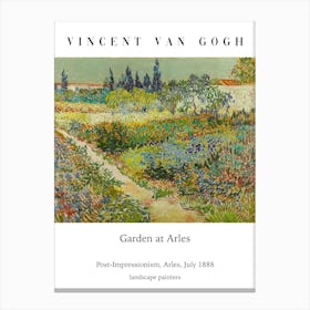 Garten In Arles, Vincent Van Gogh, Typografie Naturlandschaft Malerei Canvas Print