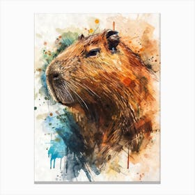 Aesthetic Cute Capybara Watercolor Style 1 Canvas Print