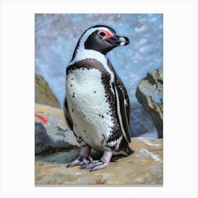 African Penguin Cuverville Island Oil Painting 3 Canvas Print