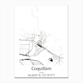 Coquitlam,Canada Minimalist Map Canvas Print