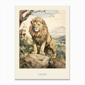 Beatrix Potter Inspired  Animal Watercolour Lion 3 Canvas Print