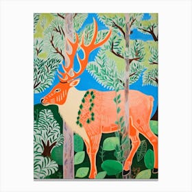 Maximalist Animal Painting Elk 3 Canvas Print