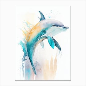 Heaviside S Dolphin Storybook Watercolour  (1) Canvas Print