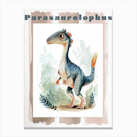 Cute Cartoon Parasaurolophus Dinosaur Poster Canvas Print